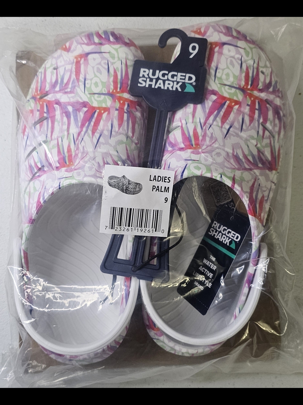 Rugged Shark Ladies Palm Sandals - Multicolor Tropical Print (Size 9)